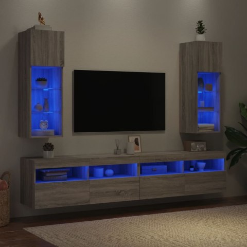 Szafki TV, z LED, 2 szt., szary dąb sonoma, 30,5x30x90 cm