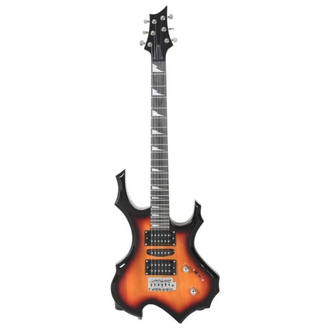 Gitara elektryczna z pokrowcem, brązowo-czarna, 4/4, 39"