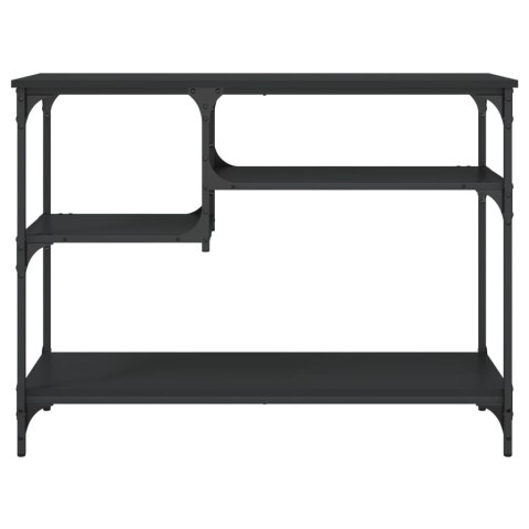Stolik konsolowy z półkami, czarny, 100x35x75 cm