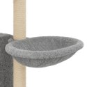 Drapak dla kota z sizalowymi słupkami, jasnoszary, 131 cm