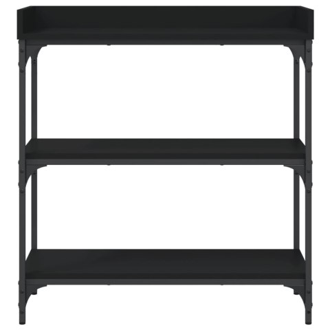 Stolik konsolowy z półkami, czarny, 75x30x80 cm