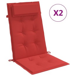 Poduszki na krzesła z wysokim oparciem, 2 szt., czerwone