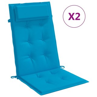 Poduszki na krzesła z wysokim oparciem, 2 szt., jasnoniebieskie