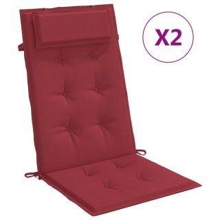 Poduszki na krzesła z wysokim oparciem, 2 szt., winna czerwień