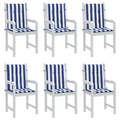 Poduszki na krzesła z niskim oparciem, 6 szt., niebiesko-białe