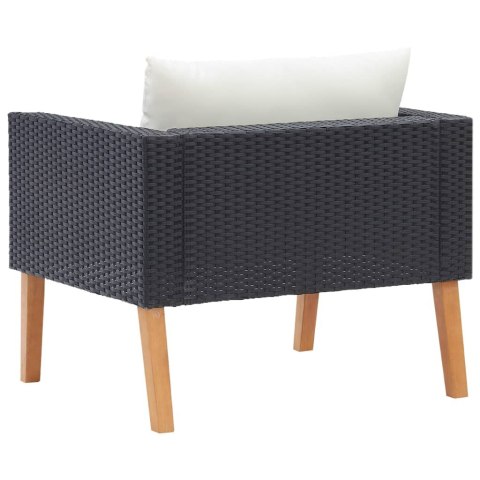 Pojedyncza sofa ogrodowa z poduszkami, rattan PE, czarny