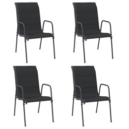 Krzesła ogrodowe, 4 szt., stal i tworzywo textilene, czarne