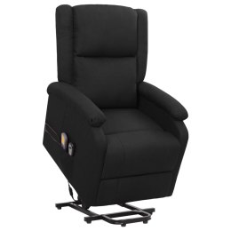 Podnoszony fotel masujący, czarna, tkanina