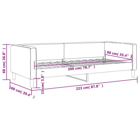 Sofa z funkcją spania, ciemnoszara, 90x200 cm, obita tkaniną