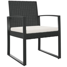 Ogrodowe krzesła stołowe, 2 szt., czarne, rattan PP