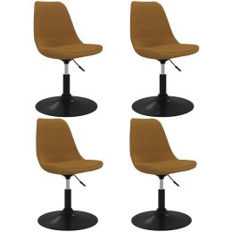 Obrotowe krzesła stołowe, 4 szt., brązowe, obite aksamitem