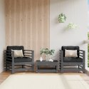 Fotele ogrodowe z poduszkami, 2 szt, szare, lite drewno sosnowe