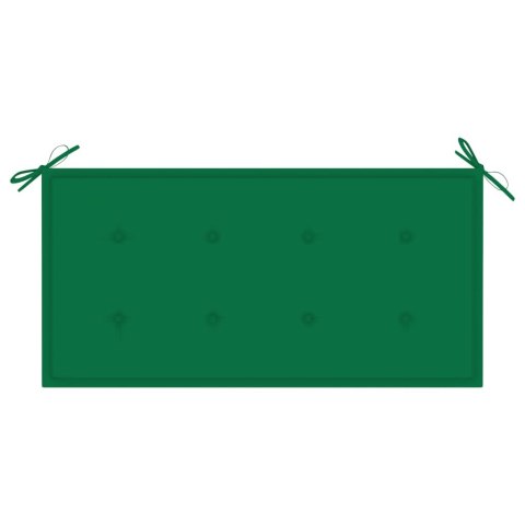Ławka ogrodowa z zieloną poduszką, 112 cm, lite drewno tekowe