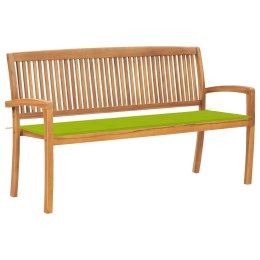 Sztaplowana ławka ogrodowa z poduszką, 159 cm, drewno tekowe