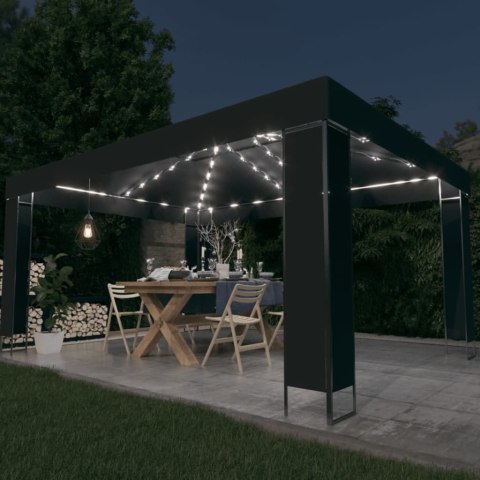 Altana ze sznurem lampek LED, 3x4 m, antracytowa