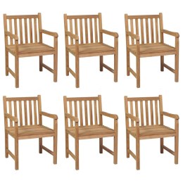 Krzesła ogrodowe z szarymi poduszkami, 6 szt., drewno tekowe