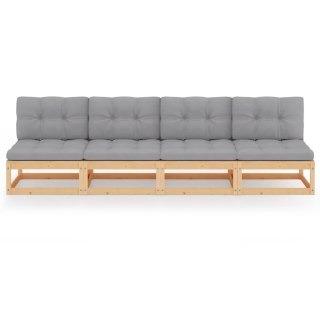 4-osobowa sofa ogrodowa z poduszkami, lite drewno sosnowe