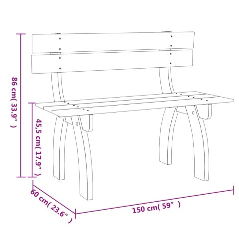 Ławka ogrodowa, 150 cm, impregnowane drewno sosnowe