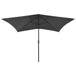 Parasol z lampkami LED, na stalowym słupku, antracyt, 2x3 m