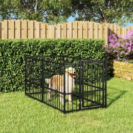 Kojec dla psa, czarny, 193,5x97x100 cm, stalowy