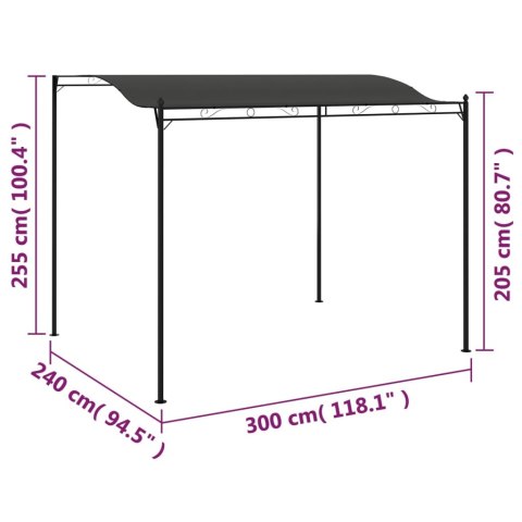 Zadaszenie, 3 x 2,4 m, antracytowe