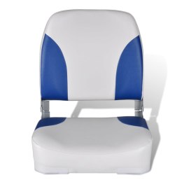 Składany fotel na łódź, biało-niebieski z poduszką, 56x43x48 cm