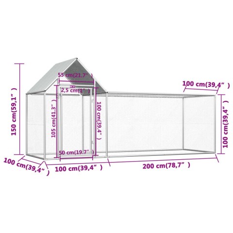 Woliera dla kur, 3 x 1 x 1,5 m, galwanizowana stal