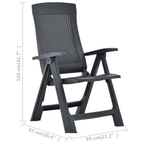 Rozkładane krzesła do ogrodu, 2 szt., plastikowe, antracytowe