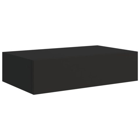 Półki ścienne z szufladą, 2 szt., czarne, 40x23,5x10 cm, MDF