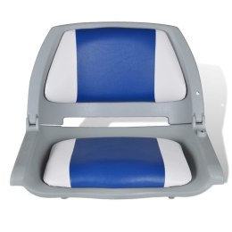 Składany fotel na łódź, biało-niebieski z poduszką, 41x51x48 cm