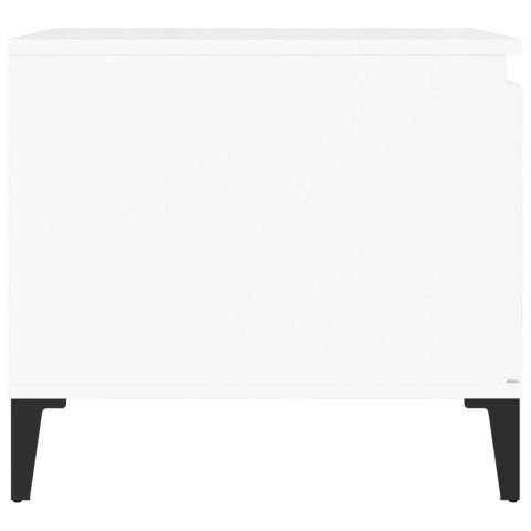 Stolik kawowy, biały o wysokim połysku, 100x50x45 cm