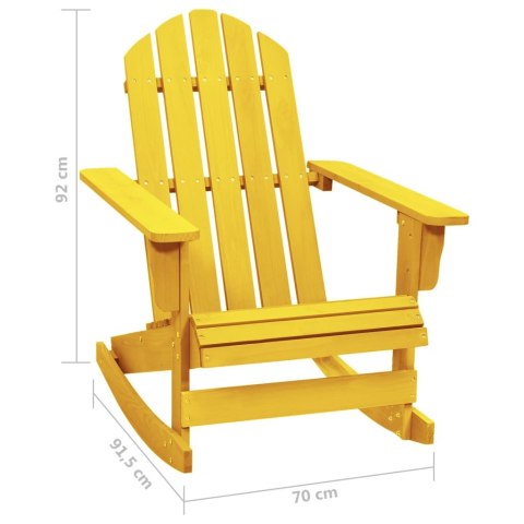 Ogrodowy fotel bujany Adirondack, lite drewno jodłowe, żółte