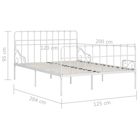 Rama łóżka ze stelażem z listw, biała, metalowa, 120 x 200 cm