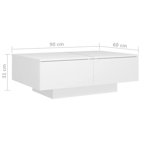 Stolik kawowy, biały, 90x60x31 cm, materiał drewnopochodny