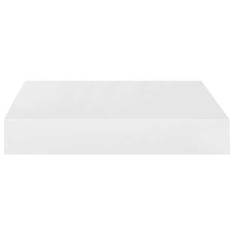 Półki ścienne 2 szt., białe, wysoki połysk, 23x23,5x3,8 cm, MDF