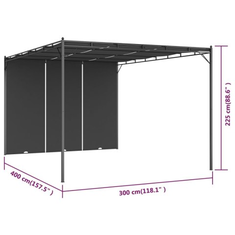 Altana ogrodowa z zasłoną boczną, 4 x 3 x 2,25 m, antracytowa