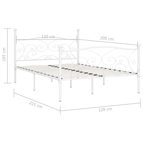 Rama łóżka ze stelażem z listw, biała, metalowa, 120 x 200 cm