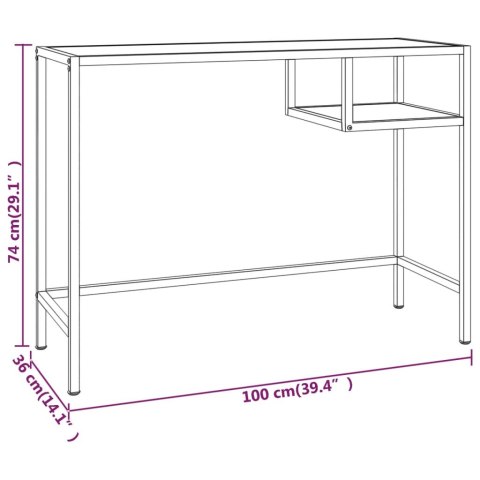 Biurko komputerowe, czarny marmur 100x36x74 cm, hartowane szkło