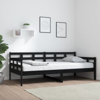 Łóżko dzienne, czarne, lite drewno sosnowe, 90x190 cm