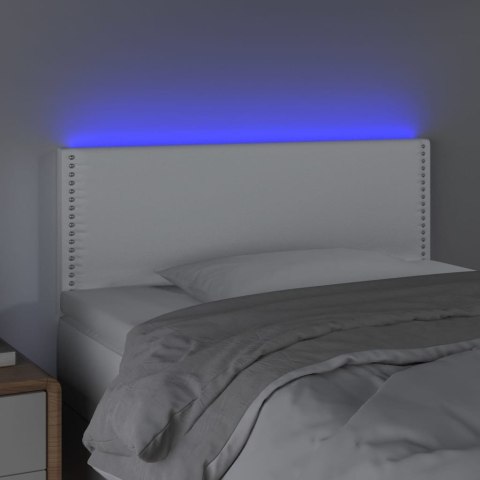 Zagłówek do łóżka z LED, biały, 100x5x78/88 cm, sztuczna skóra
