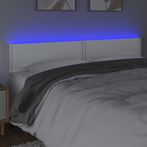 Zagłówek do łóżka z LED, biały, 160x5x78/88 cm, sztuczna skóra