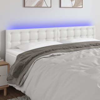 Zagłówek do łóżka z LED, biały, 200x5x78/88 cm, sztuczna skóra