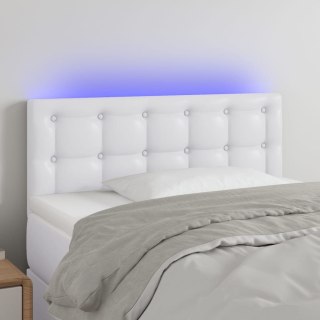 Zagłówek do łóżka z LED, biały, 90x5x78/88 cm, sztuczna skóra