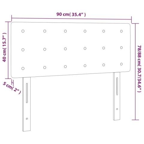 Zagłówek do łóżka z LED, biały, 90x5x78/88 cm, sztuczna skóra