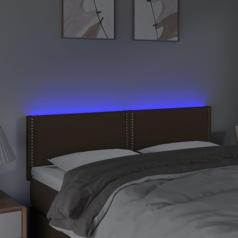 Zagłówek do łóżka z LED, ciemnobrązowy, 144x5x78/88 cm, tkanina