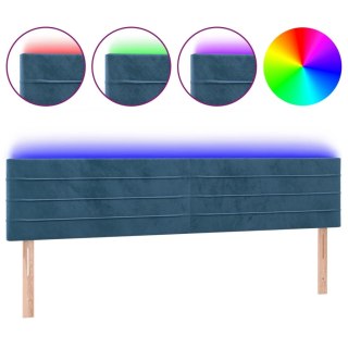 Zagłówek do łóżka z LED, ciemnoniebieski 160x5x78/88cm, aksamit