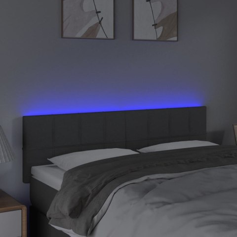 Zagłówek do łóżka z LED, ciemnoszary, 144x5x78/88 cm, tkanina