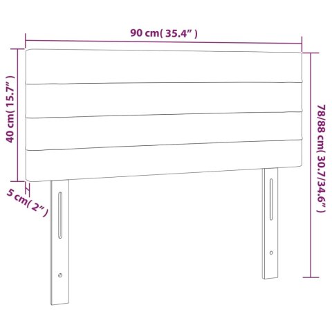 Zagłówek do łóżka z LED, ciemnoszary, 90x5x78/88 cm, tkanina