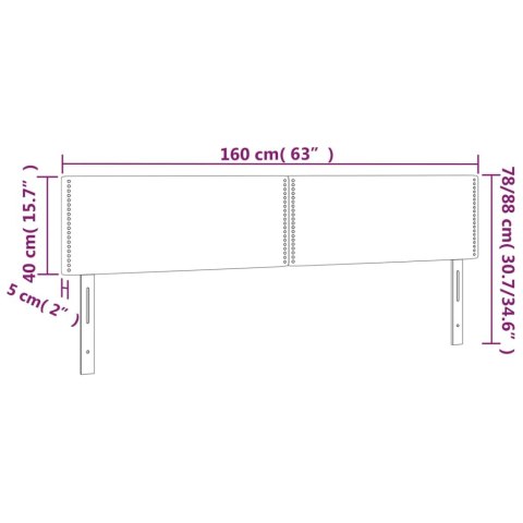 Zagłówek do łóżka z LED, ciemnozielony, 160x5x78/88 cm, aksamit