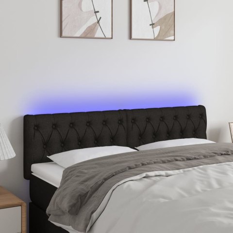 Zagłówek do łóżka z LED, czarny, 144x7x78/88 cm, tkanina